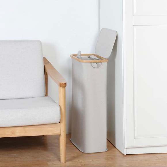 🔥🔥Hot pick New Slim Laundry Hamper with Lid, with Removable Bag  63L Off White - Picture 6 of 12